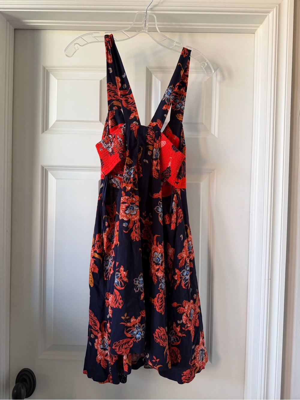 Free People Navy & Coral Floral Cutout Mini Dress - Picture 5 of 6